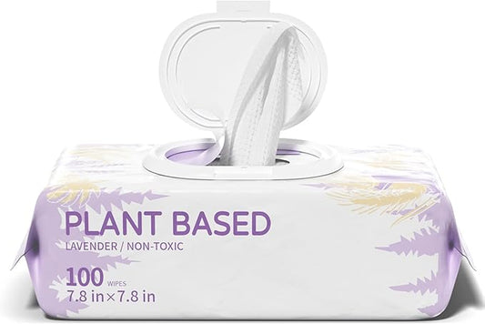 100 PCS Dog Wipes for Paws and Butt Hypoallergenic Pets Cleansing & Deodorizing Anal Gland Hygienic Puppy Wipes for Dogs Face and Body Wipes Cleaning Fur Doggie Wipes Doggy Wipes (Lavender)