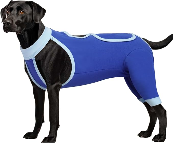 ROZKITCH Dog Surgery Leg Sleeve Rear Legs, Male Female Pet Prevent Licking Wound Elbow Knee Protector, Dog Recovery Suit Cone Collar Alternative Pants Shirt for Wound Heal Wrap Blue S
