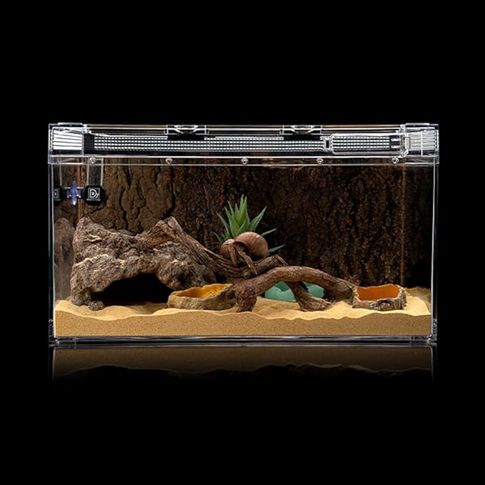 Reptile Simulation Rock Cave Hideouts Terrarium Habitat Décor Bearded Dragon Hideout for Turtles Lizards Snakes Crab (Large)