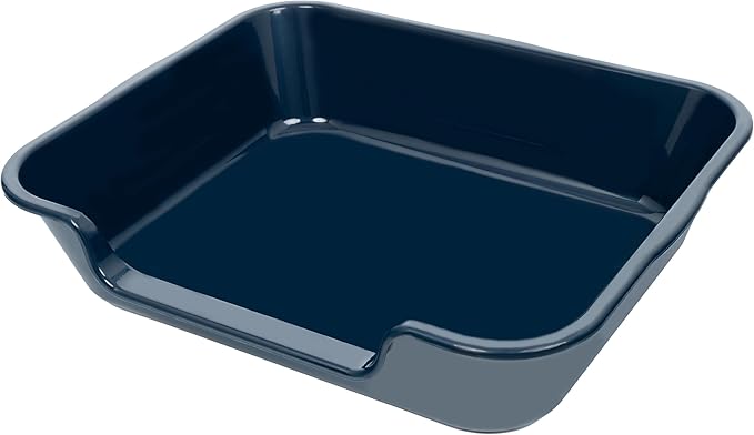 2 Pack of Extra Large Cat Litter Box (ABS Material), Low Entry Senior Litter Pen for Geriatric Kitty Big Cats, Jumbo Pet Safe Litter Boxes Tray for Indoor Pets Potty (Dark Blue, 24"L x 20"W)