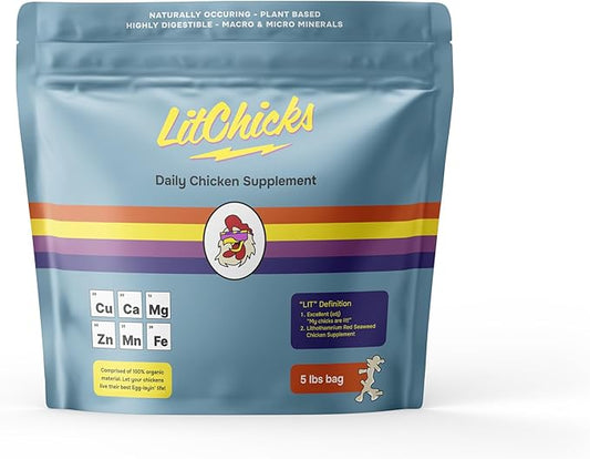 LitChicks’ Calcified Seaweed for Laying Chickens - Crushed Oyster Shell Alternative - Highly Digestible - Single Ingredient - Helps with Egg Laying & Flock Health. (5lbs)