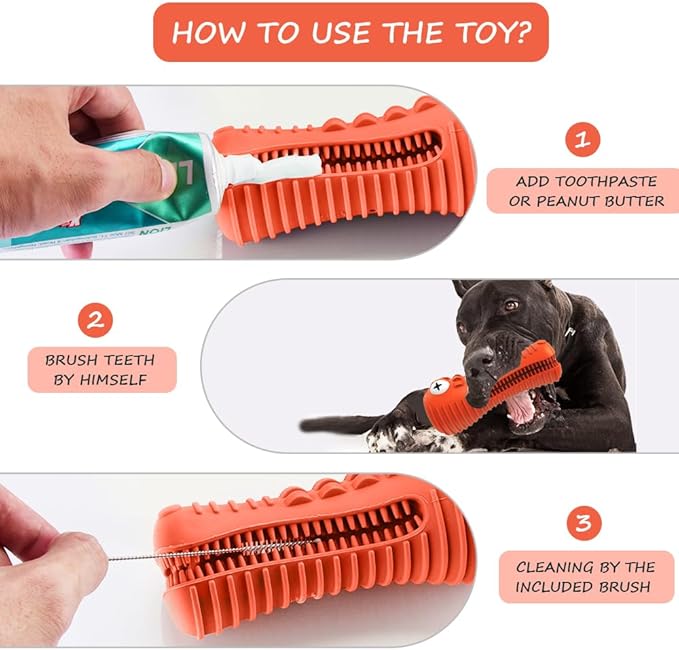 Dog Toys for Aggressive Chewers Large Medium Breed, Indestructible Dog Toothbrush Chew Toys, Squeaky Interactive Tough Extremely Durable, Dogs Toys to Keep Them Busy