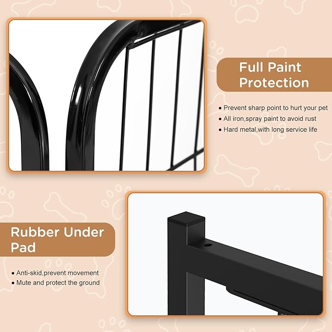 BestPet Dog Playpen Indoor 40 inch 12 Panels Metal Dog Pen Pet Dog Fence Outdoor Exercise Pen with Doors,Pet Puppy Playpen for RV Camping Yard, Black