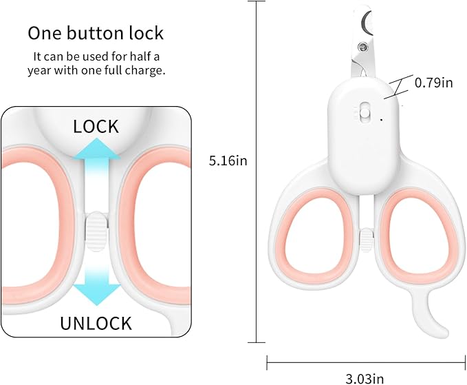 PAKEWAY Pet Nail Clipper with LED & -U-V Light, Cat Claw Trimmer with Ultra Bright LED Light for Nail Bloodline to Avoid Over Cutting, Sharp Angled Blade Grooming Tool for Dog Cat Rabbit Small Animals