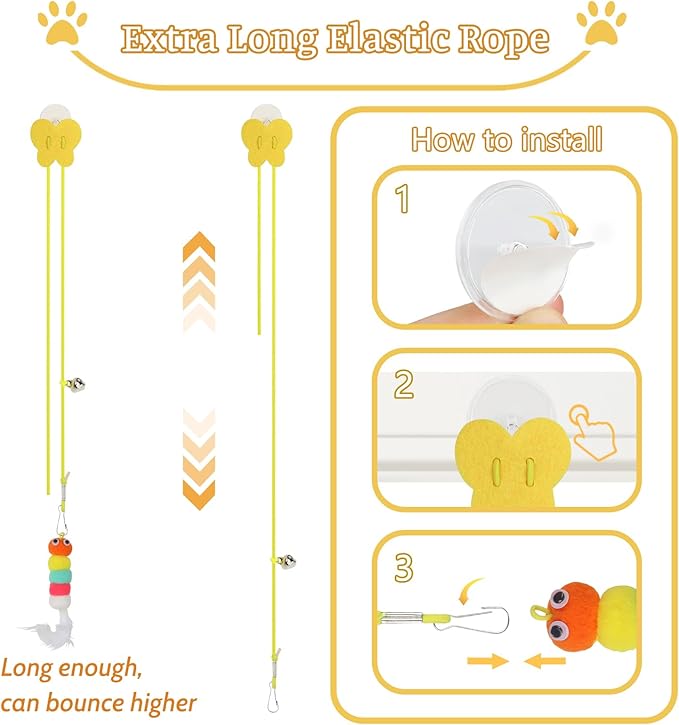 Kitten Toys - 38PCS Cat Play Set, Sparkle Balls, Plush Pom Pom Balls, Hanging Door Toy, Gift Box Styles