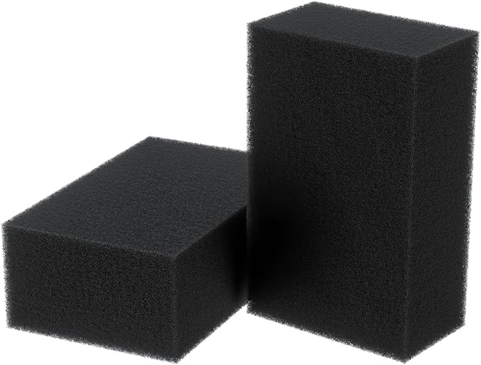 Pawfly 2 Pack Aquarium Filter Sponge Pad Hydroponics Black Foam Floss for Water Filtration, Aquarium Filter Media Pad for Fish Tank Filters, 7.4" L x 4.7" W