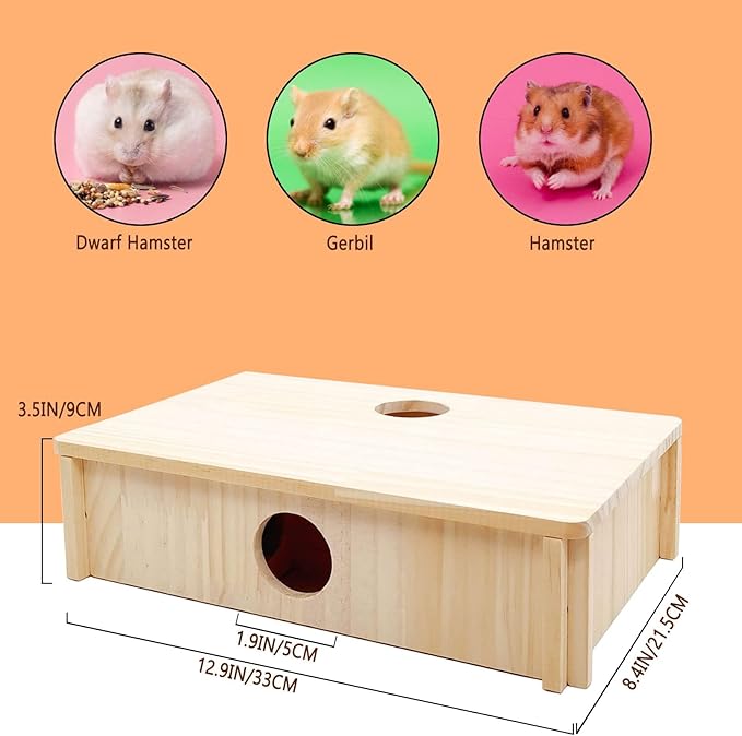 kathson Multi-Chamber Hamster Maze House,Wooden Syrian Hamster Maze Hideout,Small Pets Habitats Decor,6-Room Hideouts & Tunnel Exploring Toys for Dwarf Hamsters,Gerbils,Mice,Lemmings,Mouse
