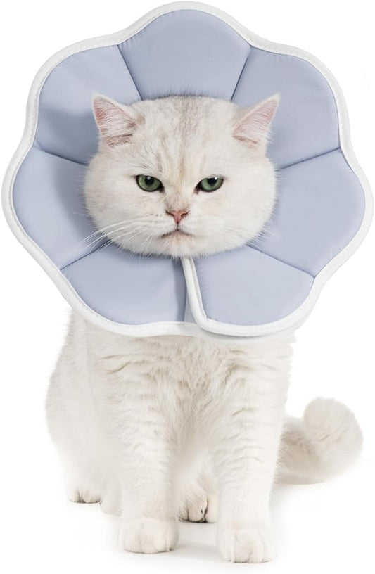 Avont Soft Cat Recovery Cone Collar, Adjustable Lightweight Kitten E-Collar for Small Dogs, Comfortable Neck Donut Stop Licking Scratching After Surgery -Grey(S)
