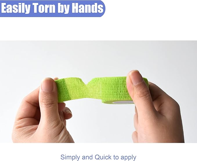9 Pack 1" x 5 Yards Self Adhesive Bandage Wrap Self Stick Wrap for Ankle, Wrist, Finger, Sports, Breathable Cohesive Vet Tape for Pets (Grass Green)