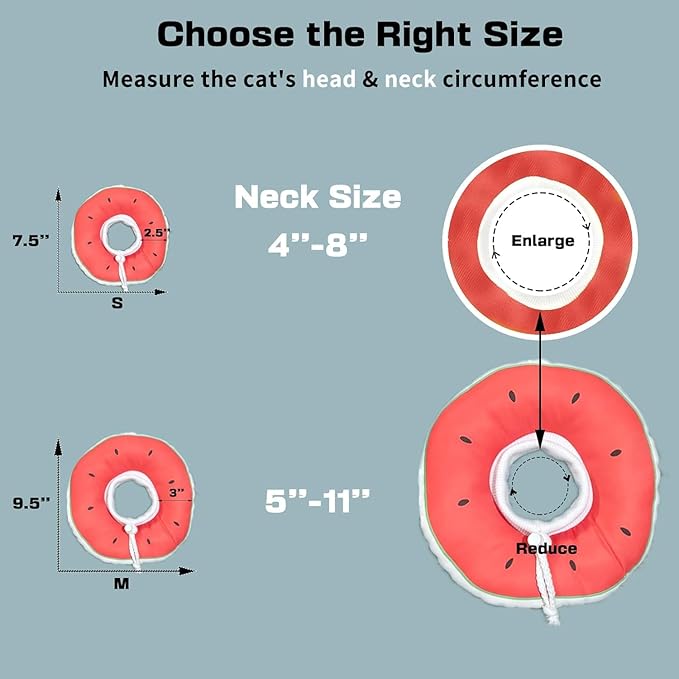 Cat Cone Collar Soft Kitten Donut, Cat Cones to Stop Licking After Surgery and Scratching, Waterproof Elizabethan e Collar for Cats After Neuter, Adjustable Comfy Cats Neck Cone Pillow for Kitty