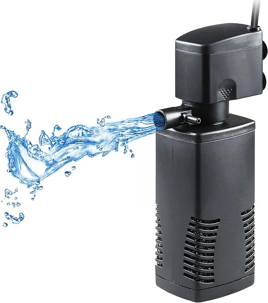 TARARIUM Fish Tank Filter for 15-40 Gallon Tank Crystal Clear Powerful Internal Aquarium Filters Submersible Pump& Filter System Turtle Tank Accessories