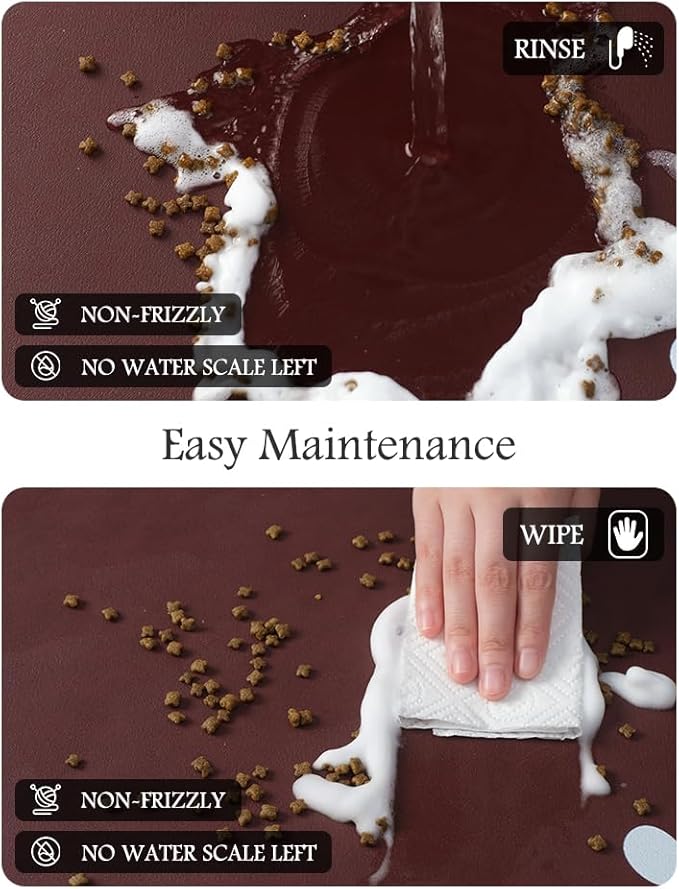 Pet Feeding Mat-Absorbent Dog Mat for Food and Water Bowl-No Stains Quick Dry Water Dispenser Mat-Dog Accessories Pet Supplies-Bowl for Messy Drinkers（RED,16"x24"