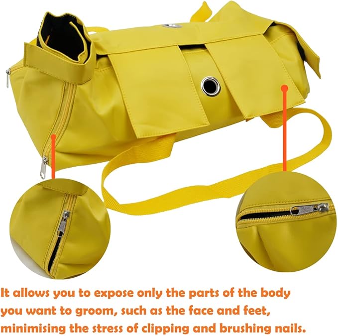 Kukaster Pet Cat’s Restraint Bag for Claw Care Nail Trimming Anti-Scratching Grooming Bag for Cats Medical Examination（Yellow-l