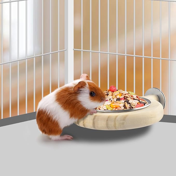 KATUMO Conure Perch Bird Wood Perch Stand Toy Parrot Cage Toy Bird Food Cup for Parakeet Lovebird Finch Conure Budgie Small Birds