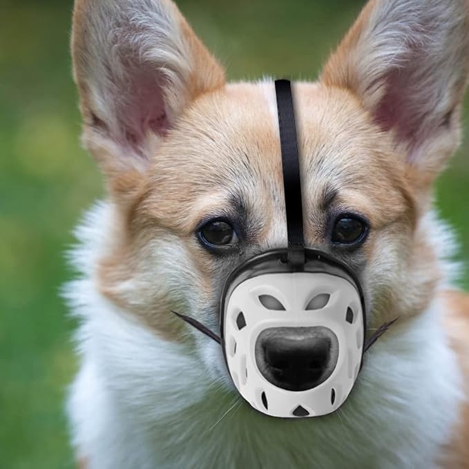 Dog Muzzle, Breathable Basket Muzzles for Small, Medium, Large and X-Large Dogs, Prevent Barking, Biting, Chewing Dog Mouth Cover Gray