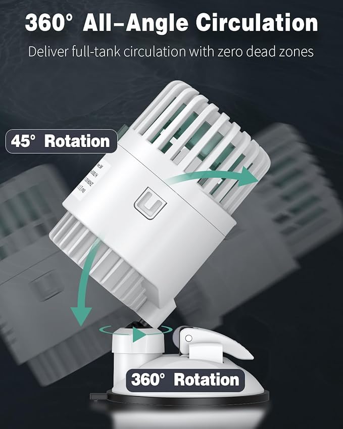 Pawfly Wave Maker for Aquarium, 800 GPH 3W Aquarium Powerhead, Quiet Submersible Wavemaker for Fish Tanks up to 50 Gallons, Water Circulation Pump with Strong Suction Cup Base