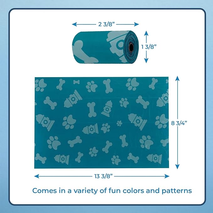 Best Pet Supplies Dog Poop Bags for Waste Refuse Cleanup, Doggy Roll Replacements for Outdoor Puppy Walking and Travel, Leak Proof and Tear Resistant, Thick Plastic - Assorted Colors, 240 Bags