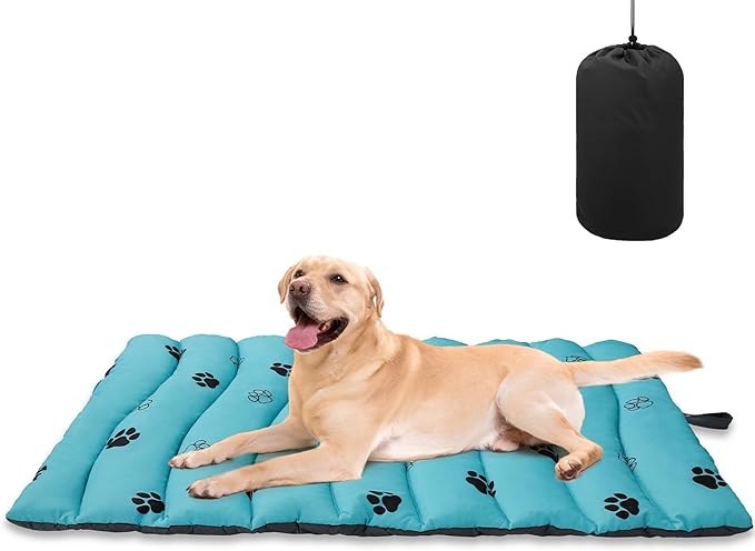 BINGPET Outdoor Travel Dog Bed for Large/Medium Dogs,Portable Waterproof Camping Mat with Carry Bag,Foldable Outside Bed,Machine Washable Indoor Pet Mat for Small,Medium and Large Dogs 26"x43"