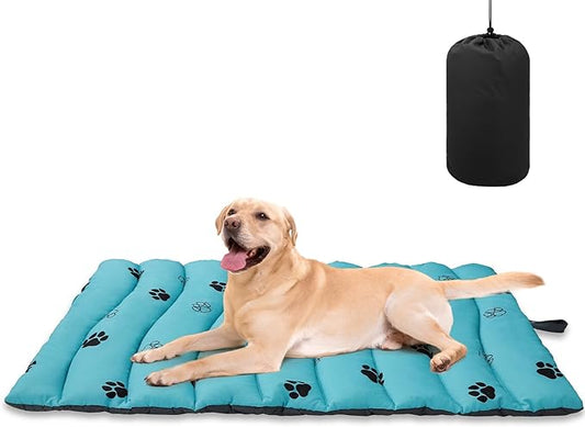 BINGPET Outdoor Travel Dog Bed for Large/Medium Dogs,Portable Waterproof Camping Mat with Carry Bag,Foldable Outside Bed,Machine Washable Indoor Pet Mat for Small,Medium and Large Dogs 26"x43"