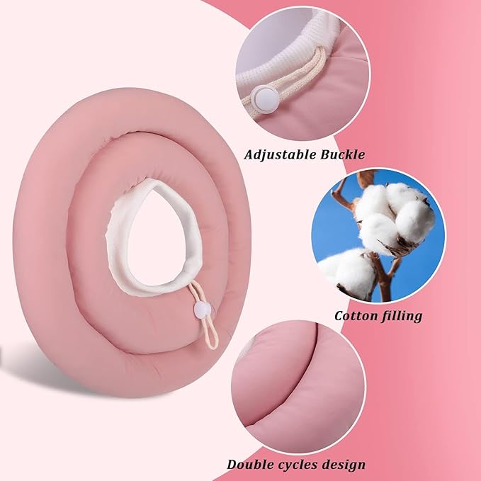 IDOMIK Dog Recovery Collar, Waterproof Soft Dog Cone After Surgery, Comfy Protective Elizabethan Collar Alternative for Dogs Cats, Adjustable Pet Neck Donut Cone Anti-Licking Biting Wounds,Pink,L