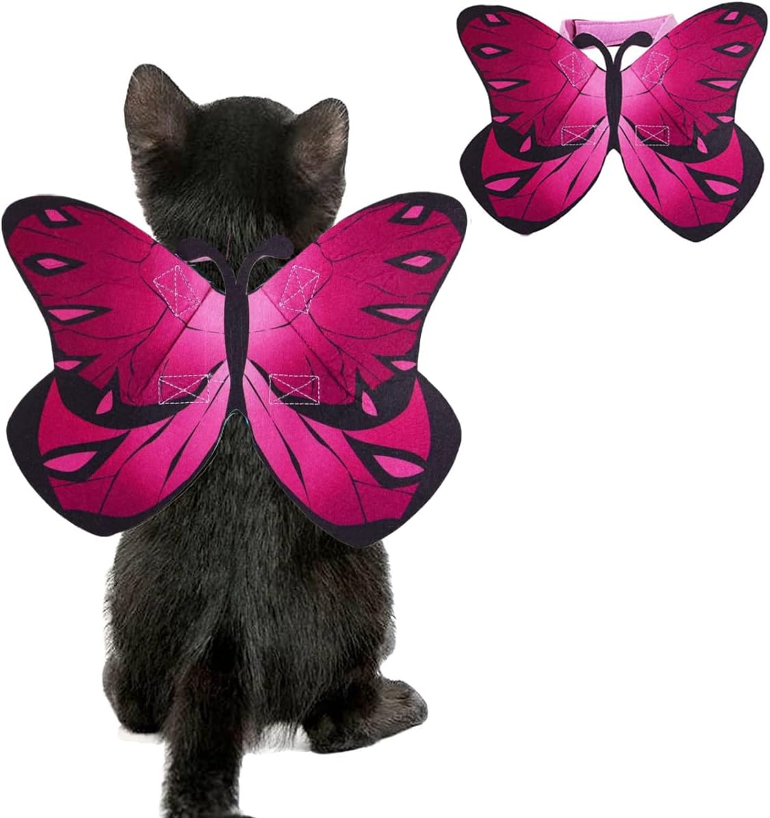 Pet Cat Bat Wings for Halloween Party Decoration, Puppy Collar Leads Cosplay Bat Costume,Cute Puppy Cat Dress Up Accessories(Black, Pink, Purple, Yellow)