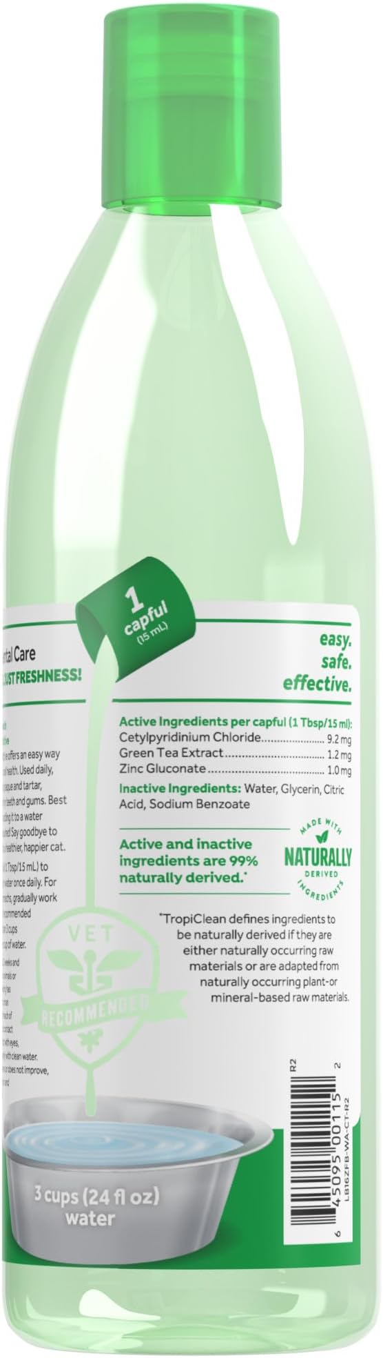 TropiClean Fresh Breath Water Additive for Cats, Cat Teeth Cleaning and Breath Freshener Solution, Complete No Brushing Dental Care, 16 oz.