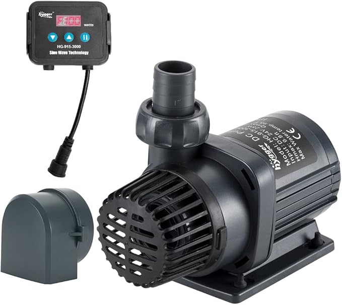 Hygger 24V DC Water Pump with LCD Display Controller - 1720 GPH Inline/Submersible Saltwater Aquarium Return Pump for Coral Reef Tank Sump