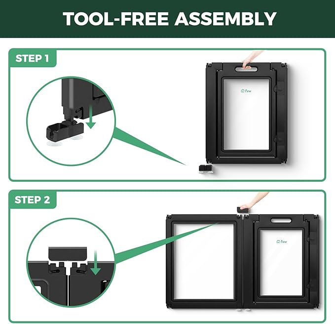 FXW AuraSpace Acrylic Indoor Unleashed Dog Playpen for Small and Medium Dogs, 30 Inch, 16 Panels, Black