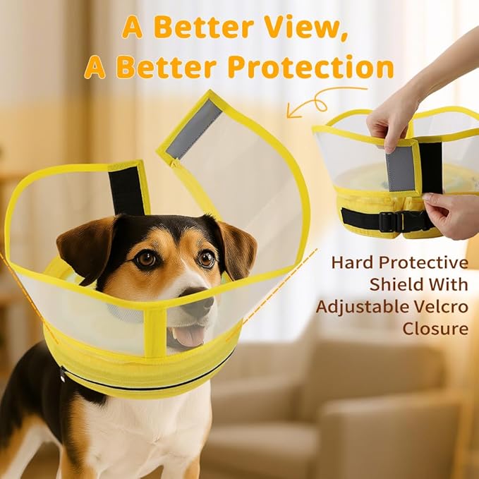 Soft Dog Cone Collar, Inflatable Donut Cones Alternative After Surgery with Anti-Lick Shield, for Large/Medium/Small Dogs to Stop Licking, Elizabethan Neck Ecollars of Shame, Comfy Pillow E Recovery