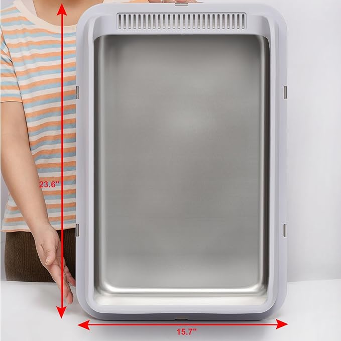 Kichwit Extra Large Stainless Steel Cat Litter Box with High Sides, Easy to Clean, Smooth Surface, Rust Resistant, 23.6" x 15.7" x 10" (with Lid)