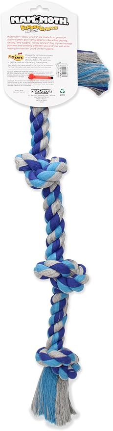 Mammoth Flossy Chews Color Rope Tug – Premium Cotton-Poly Tug Toy for Dogs – Interactive Dog Rope Toy – Tug Dog Chew Toy