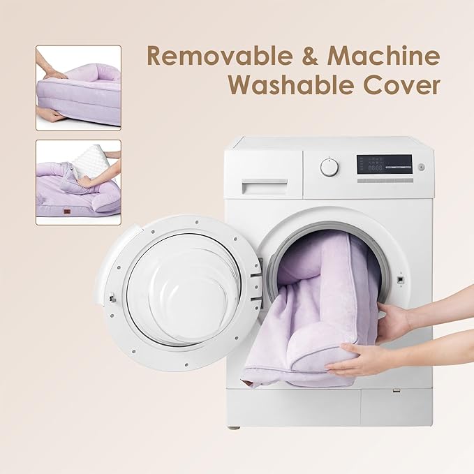 EHEYCIGA Orthopedic Dog Beds for Large Dogs, Waterproof Memory Foam Large Pet Bed with Sides, Non-Slip Bottom and Egg-Crate Foam Dog Couch Bed with Washable Removable Cover, Lilac