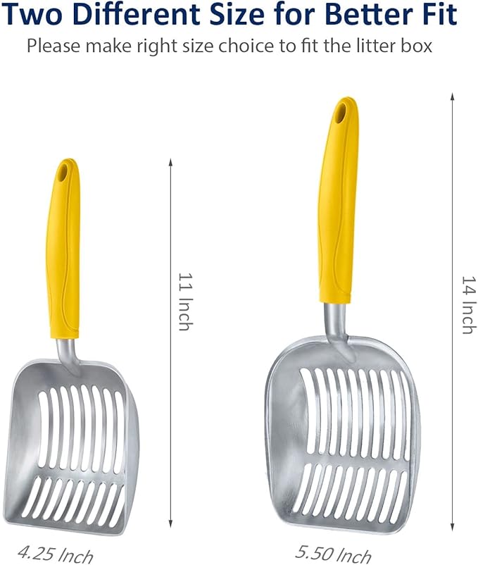 WePet Cat Litter Scoop, Aluminum Alloy Sifter, Kitty Metal Scooper, Deep Shovel, Long Handle, Poop Sifting, Kitten Pooper Lifter, Durable, Heavy Duty, for Litter Box