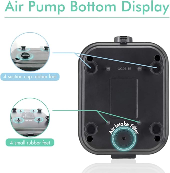hygger Quietest Aquarium Air Pump, Adjustable Oxygen Pump 2 Air Outlets Ultra Silent Powerful Aerator Pump Up to 600Gallon Fish Tank 255GPH 10W