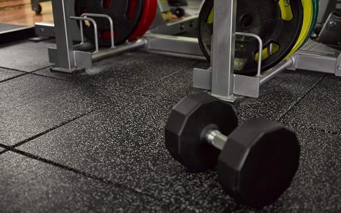 American Floor Mats - Extreme Rubber Gym Tiles - 1 Inch Thick Colorful Rubber Gym Tiles - Superior Shock and Sound Absorbing Tiles - 35% Green/Grey/White 50 Tile Pack (Covers 200 Sq Ft)