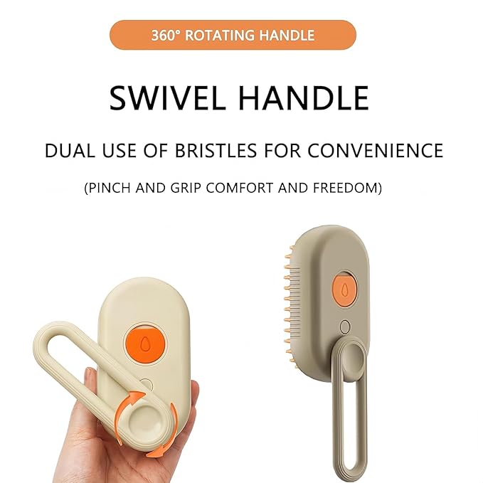 4 in 1 Cat Steam Brush,cat brushes for indoor cats,Rechargeable Steam Cat with Steam,Anti-Static Steam Pet Brushes for Dogs Cats(Khaki)