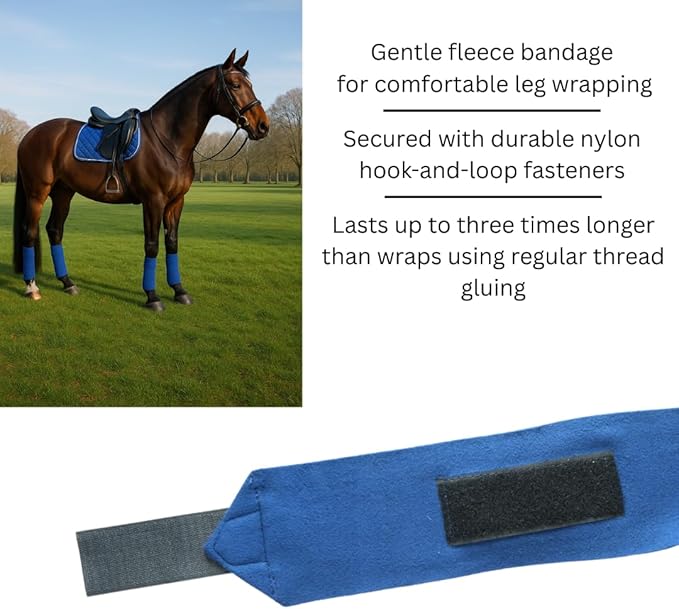 Horse Leg Bandage/Horse Leg wrap (Set of 4) Red, Blue, Navy Blue, and Black (Blue)