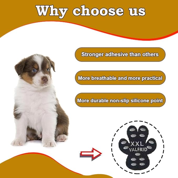 Dog Paw Protector Anti-Slip Grips to Keeps Dogs from Slipping On Hardwood Floors,Disposable Self Adhesive Resistant Dog Shoes Booties Socks Replacement XL 24 Pieces