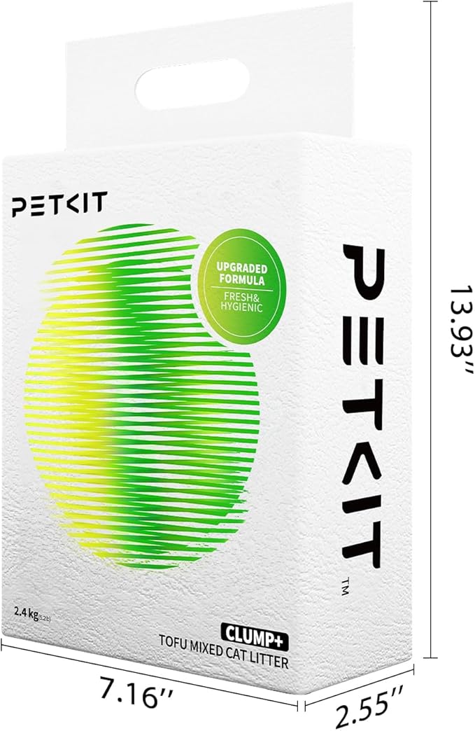 PETKIT Upgraded Clump+ Tofu Mixed Cat Litter, Water Flushable,Ultra Absorbent and Fast Drying, 100% Natural Ingredients Clumping Litter, Dust-Free Low Tracking Bentonite Litter (5.2lb×6bags)