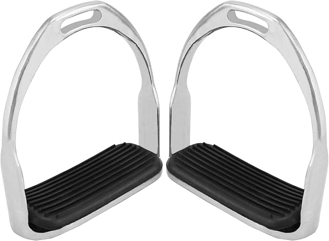 QWORK Horse Riding Stirrups, Hose Saddle, Safety Stirrup, Stainless Steel English Riding Protection Saddle, Knee Ankle Stress Pain Relief, 1 Pair