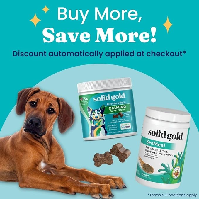 Solid Gold Cat & Dog Multivitamin Powder - Kelp Powder, Omega 3 & Vitamins for Dental, Digestive, Immune, Skin & Coat Health - Multi Vitamin for Dogs & Cats - Cat & Dog Food Additive Supplement - 1lb