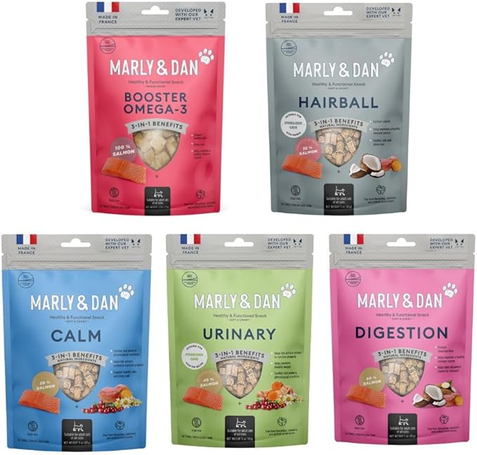 Marly & Dan Healthy & Functional Salmon Treats for Cats, Purrfectly Tasty Calm Recipe