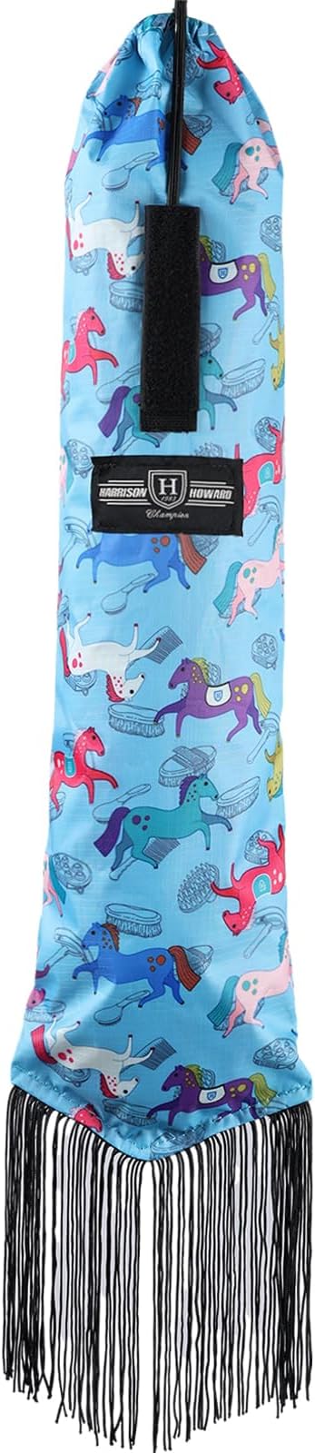 Harrison Howard Smooth Lightweight Adjustable Fastener Nylon Horse Tail Bag with Fringe