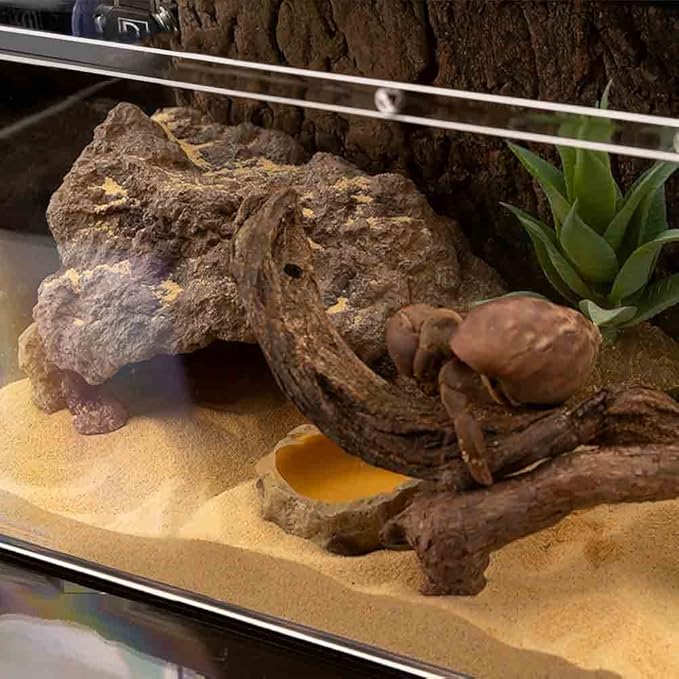 Reptile Simulation Rock Cave Hideouts Terrarium Habitat Décor Bearded Dragon Hideout for Turtles Lizards Snakes Crab (Medium)
