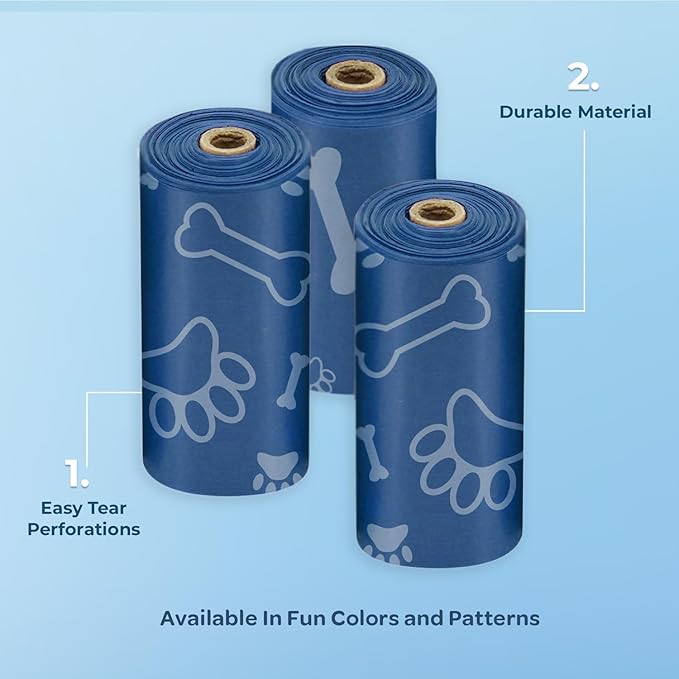 Best Pet Supplies Dog Poop Bags (150 Bags) for Waste Refuse Cleanup, Doggy Roll Replacements for Outdoor Puppy Walking and Travel, Leak Proof and Tear Resistant, Thick Plastic - Royal Blue