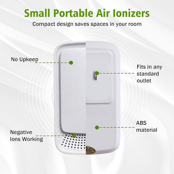 Plug In Air Ionizers for Home Quiet Operation Air Cleaner for Bathroom,Living Room,Office,Kitchen,Pet Room,Portable Negative Ion Air Purifier for Bedroom (4)