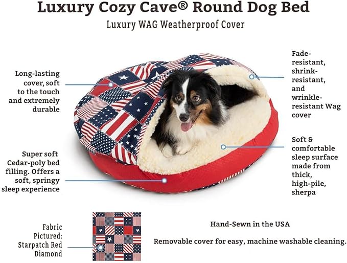 Snoozer Luxury Cozy Cave Pet Bed, Wag Collection, Small - Barkely Black Diamond