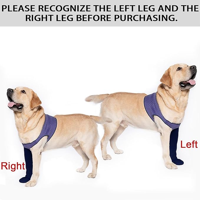 COODEO Dog Socks to Prevent Licking Paws, Healing Boots & Paw Protectors with Non-Slip Bottoms for Wound Protection, Waterproof Sleeve Shoes for Licking（Purple，L_Left