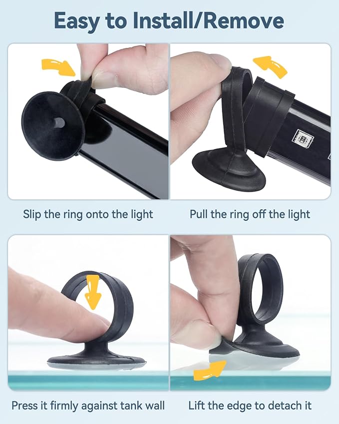 Pawfly 6 Pcs Fish Tank Tube Light Suction Cups Aquarium Suction Cups for 1" to 1.5" Wide Aquarium Tube Light Holders Suckers with 1 Inch Elastic Rubber Ring (Not for Airline Tubing)