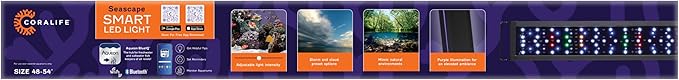 Coralife Fish Tank Aquarium Seascape WiFi/Bluetooth Smart LED Light Fixture, 48-54"